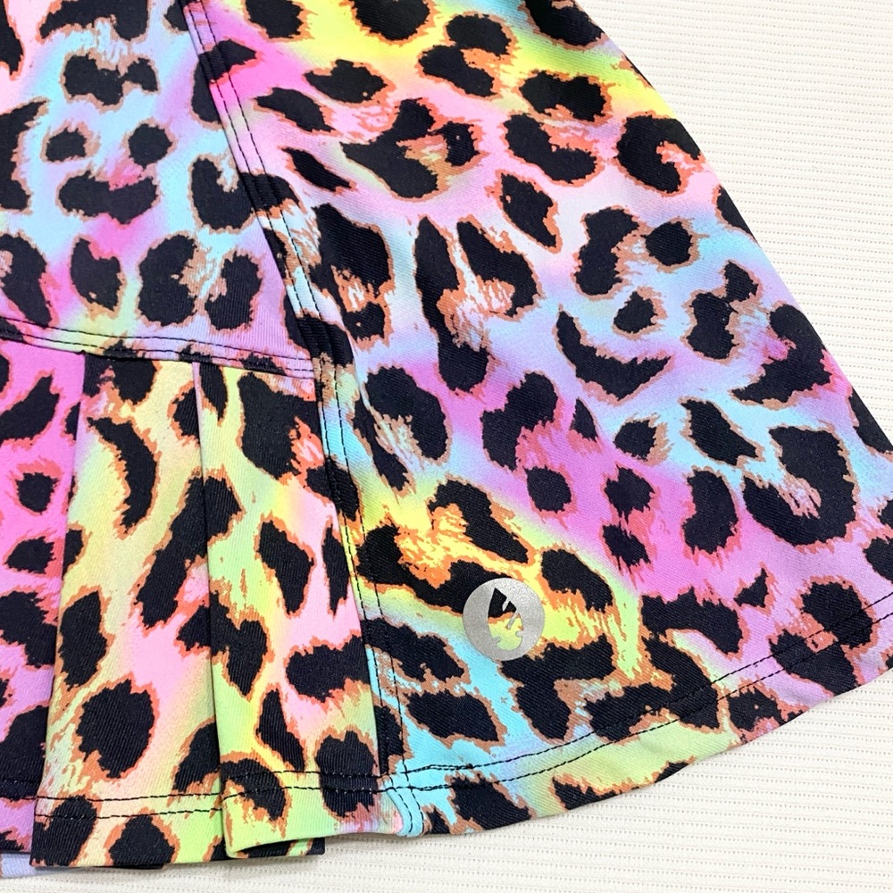 Dona Jo Flirty Mini Skirt Skort Multicolor Rainbow Leopard Print - Picture 4 of 6